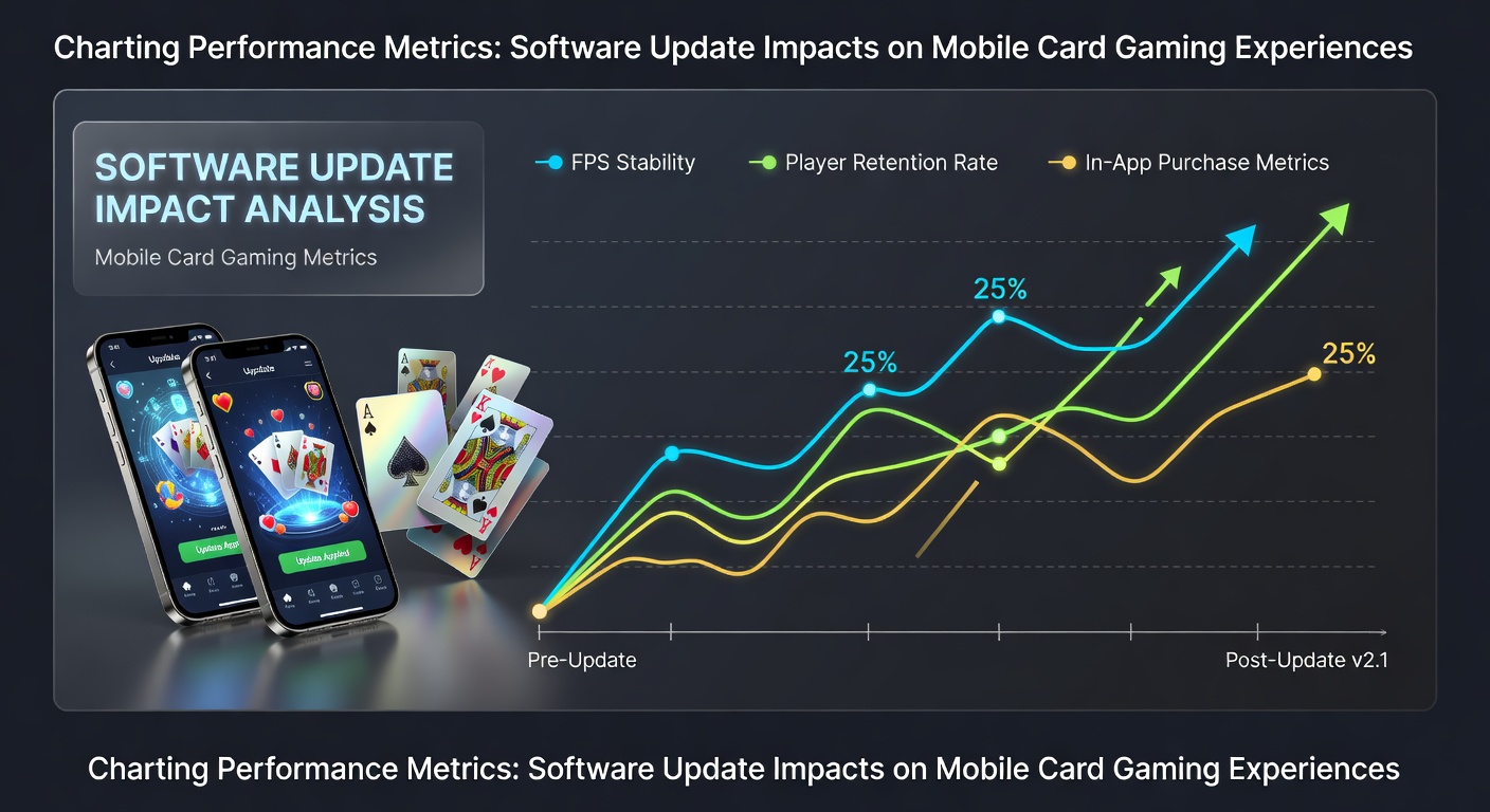 Mobile card gaming app interface displaying performance metrics dashboard on a smartphone screen