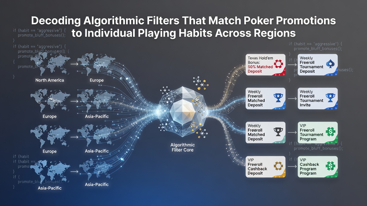 Visualization of algorithmic filters analyzing poker player data across regions