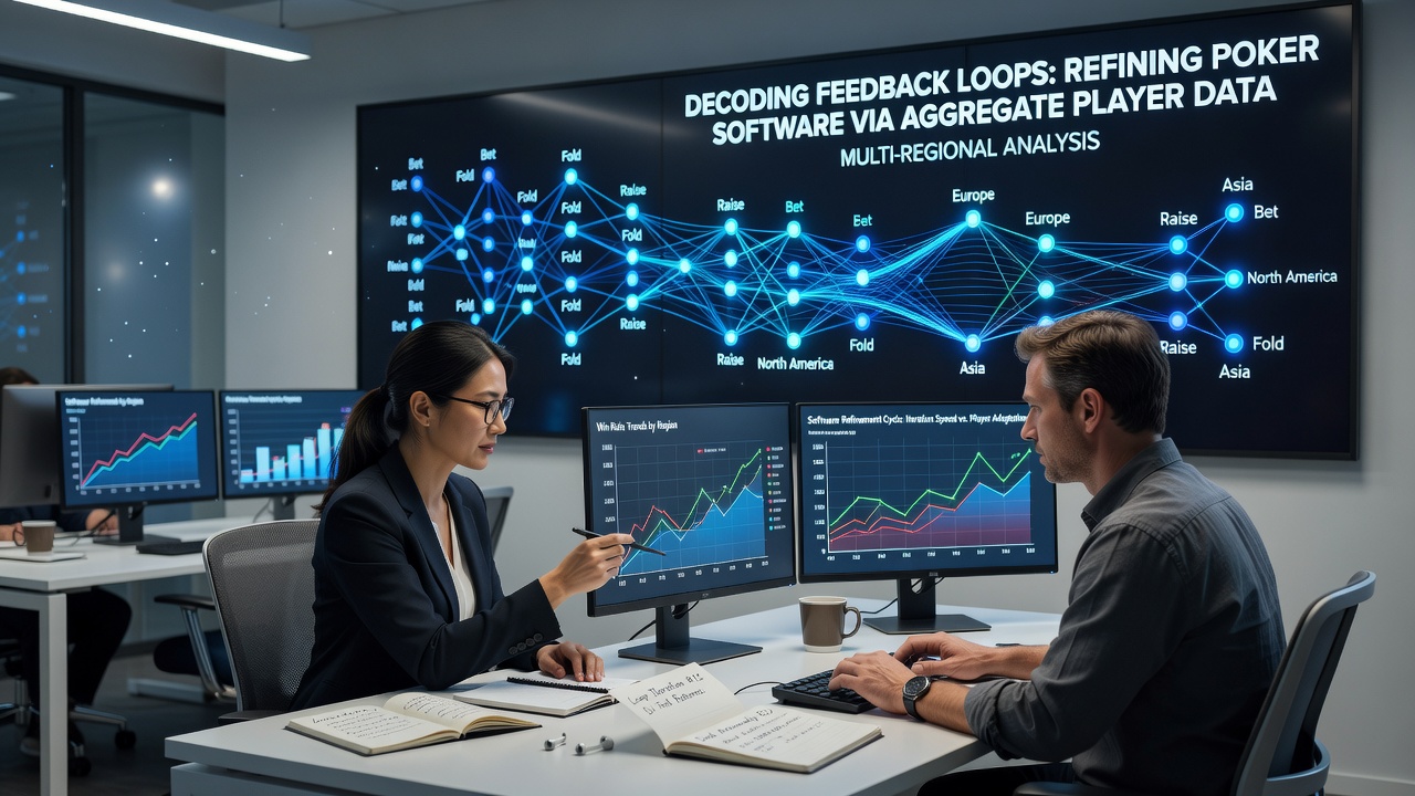 Development team reviewing regional usage heatmaps during a software iteration meeting
