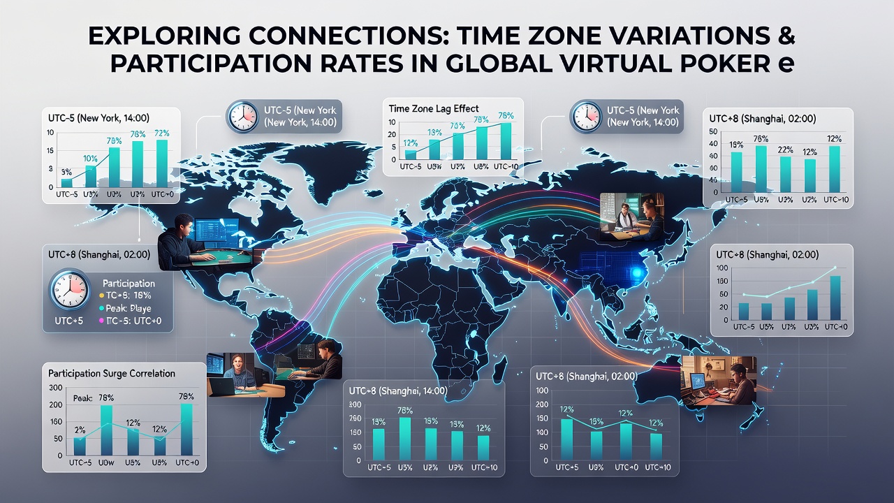 Charts displaying hourly participation curves for poker tournaments across different time zones