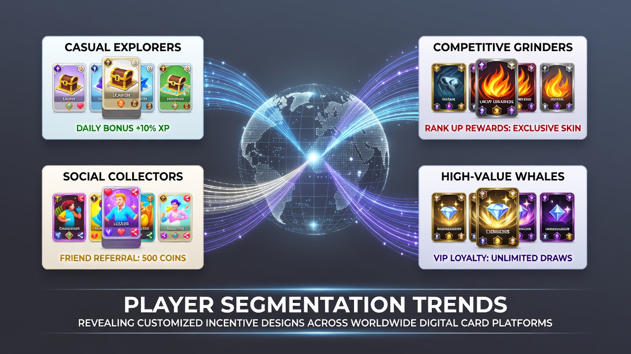 Player segmentation analysis dashboard showing customized incentive patterns across global digital card platforms in 2026