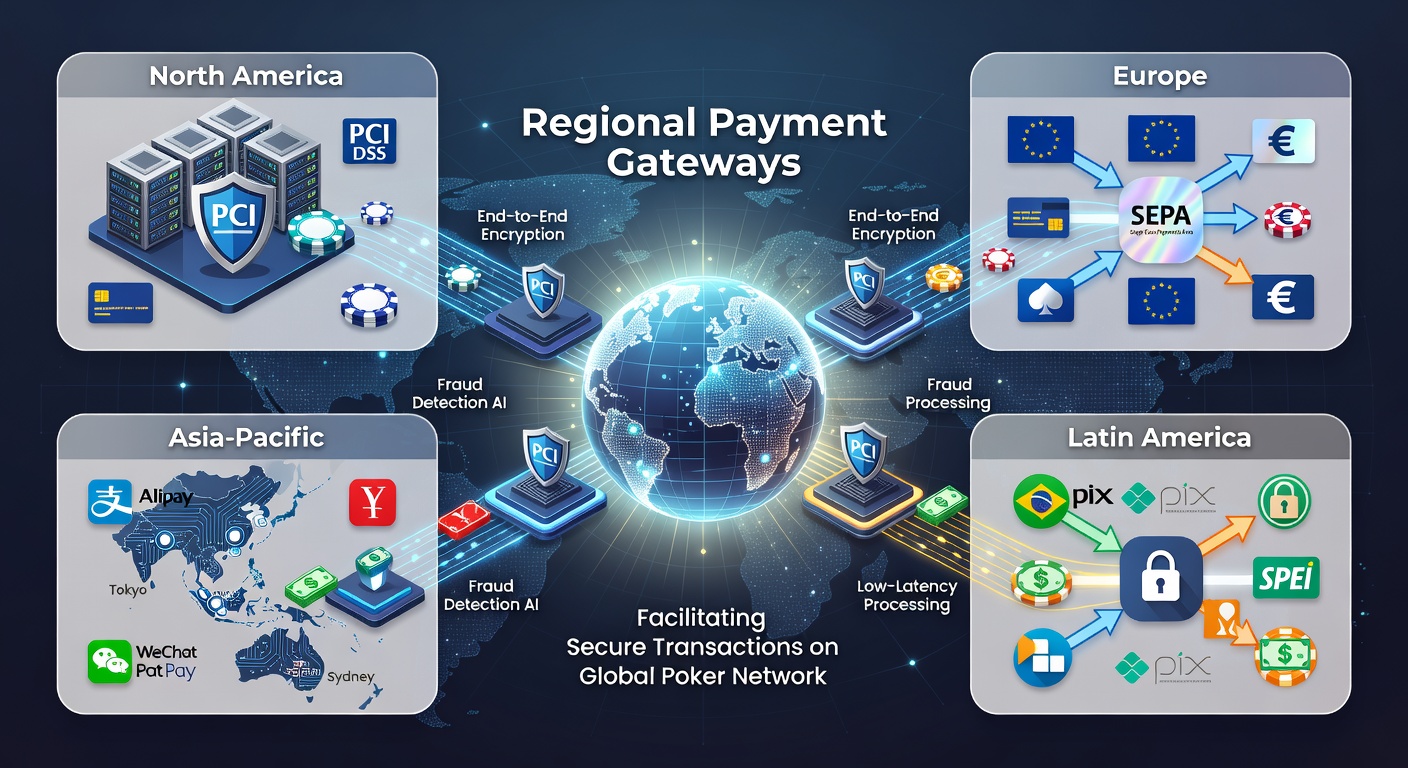 Secure transaction flow between regional gateways and international poker platforms