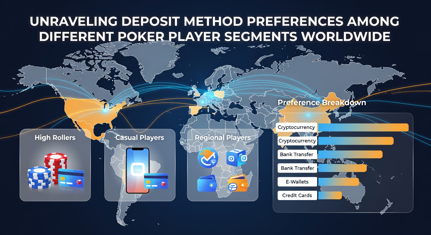 Global map highlighting poker deposit method trends across regions and player types